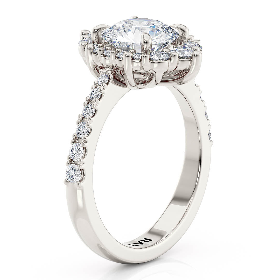 Unique Diamond Halo Engagement Ring - The Luna Ring
