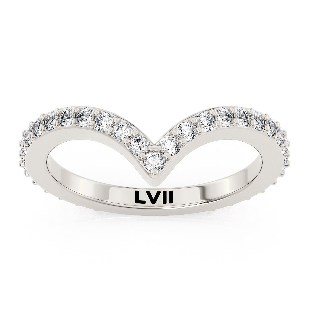 Chevron Style Wedding Bands with Lab - Grown Diamonds - The Melbourne Wedding BandWedding BandLVII Fine Jewelry