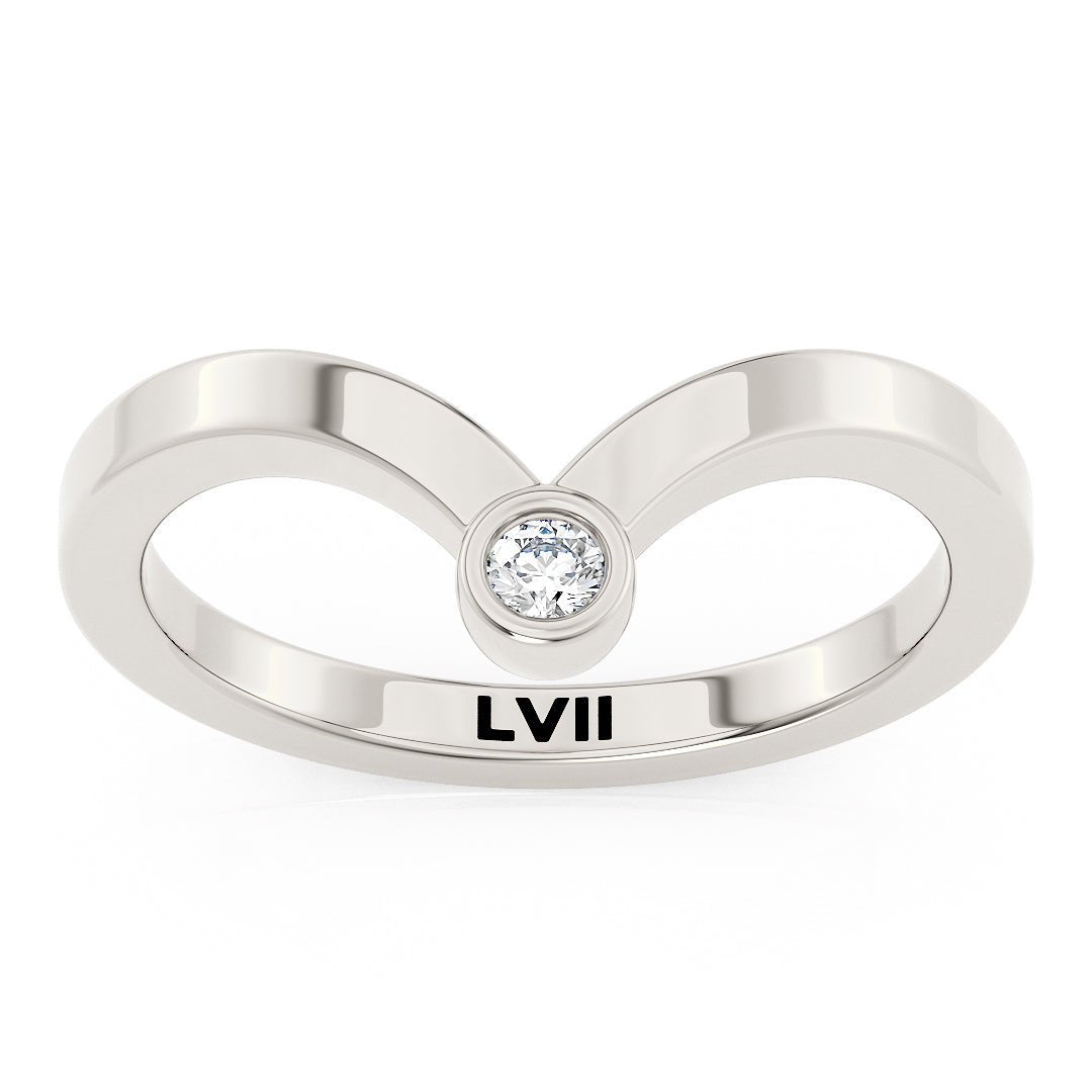 Chevron Wedding Band with a Diamond Point - The Merida Wedding BandWedding BandLVII Fine Jewelry