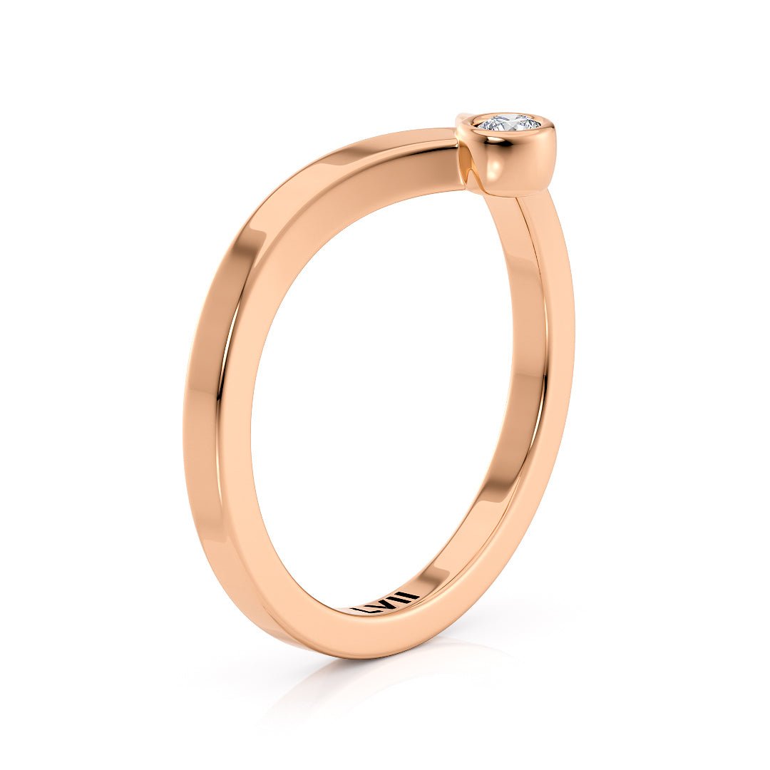 Chevron Wedding Band with a Diamond Point - The Merida Wedding BandWedding BandLVII Fine Jewelry