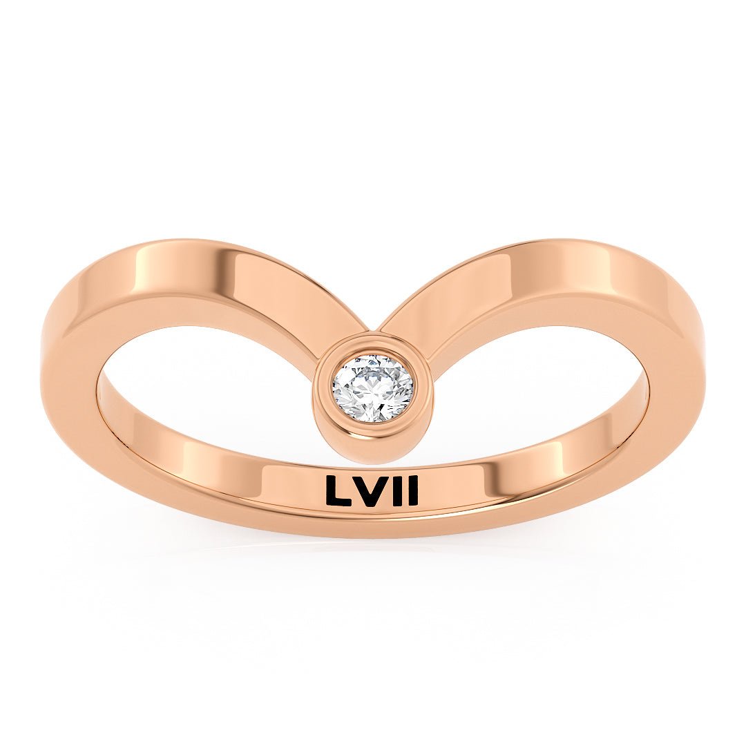 Chevron Wedding Band with a Diamond Point - The Merida Wedding BandWedding BandLVII Fine Jewelry