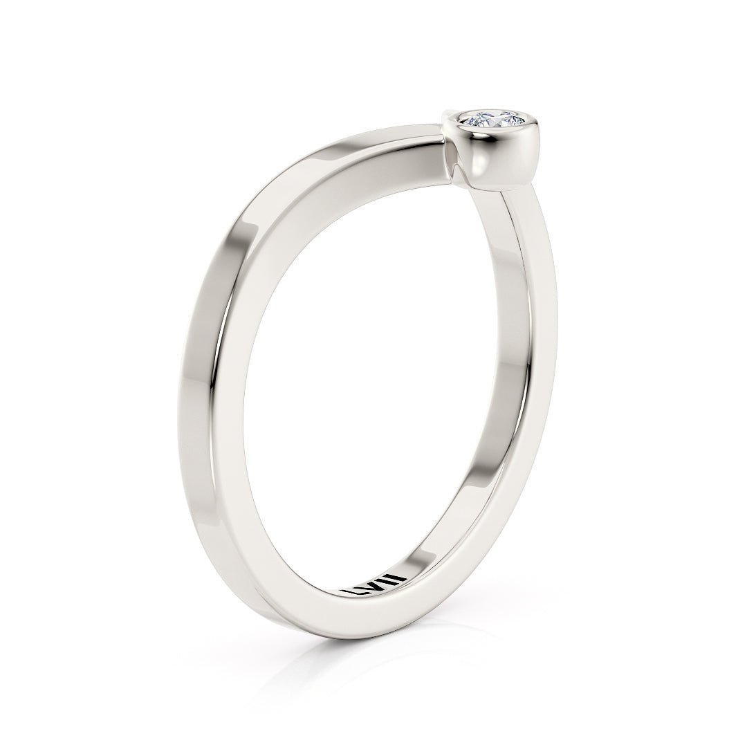 Chevron Wedding Band with a Diamond Point - The Merida Wedding BandWedding BandLVII Fine Jewelry