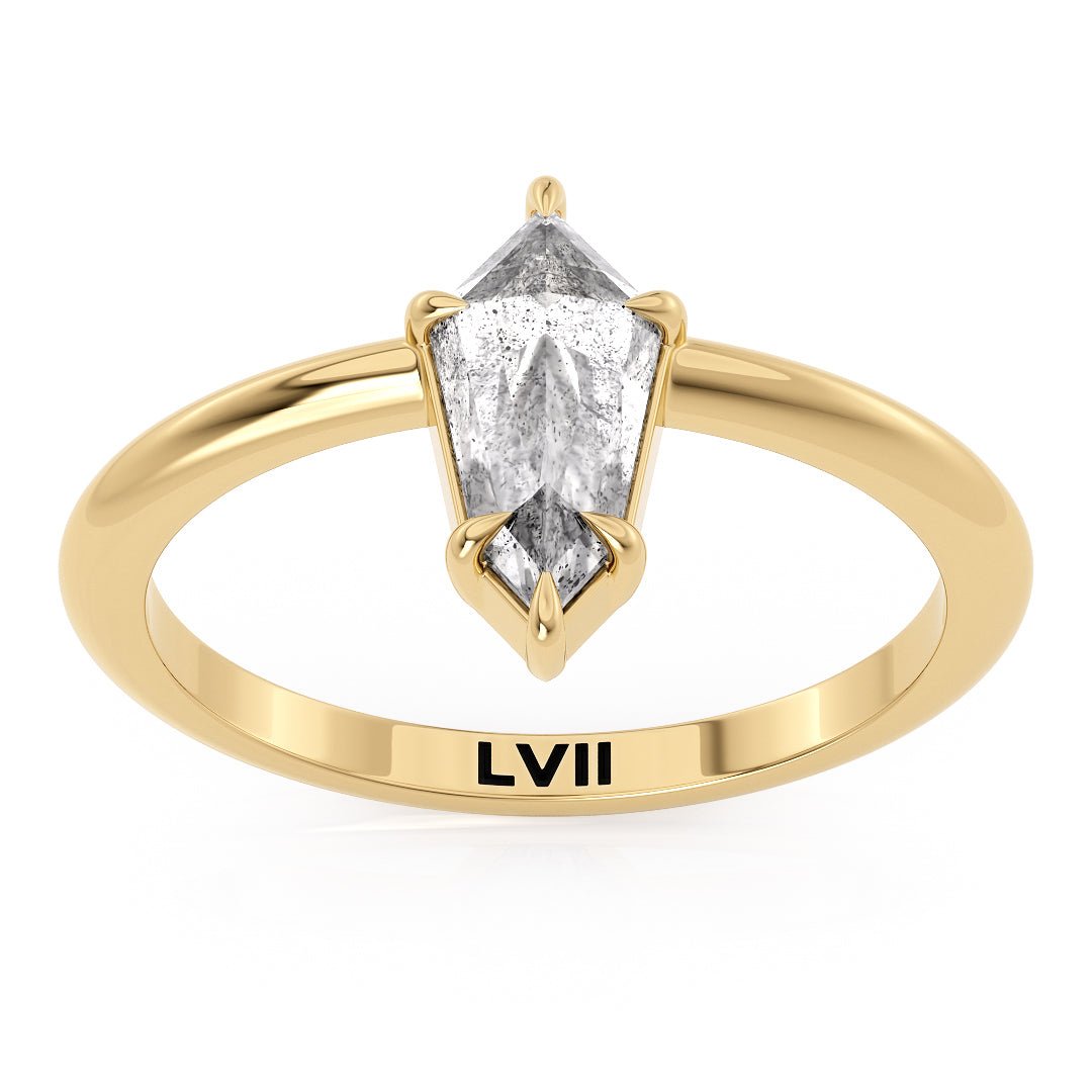 Earthy Enchantment: Sustainable Salt and Pepper Diamond Ring | Ethically Sourced, Timeless Beauty - The Hazel RingEngagement RingLVII Fine Jewelry