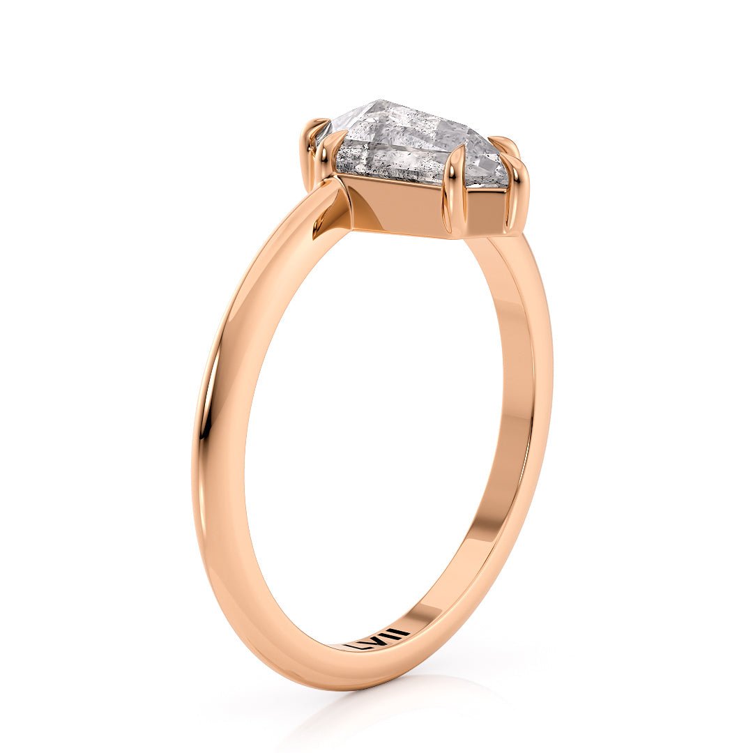 Earthy Enchantment: Sustainable Salt and Pepper Diamond Ring | Ethically Sourced, Timeless Beauty - The Hazel RingEngagement RingLVII Fine Jewelry