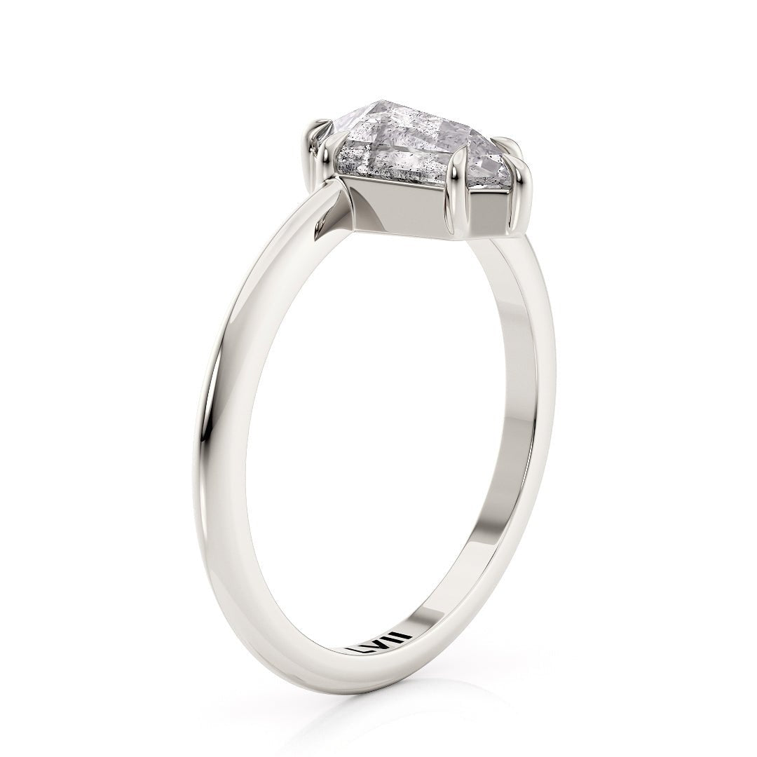 Earthy Enchantment: Sustainable Salt and Pepper Diamond Ring | Ethically Sourced, Timeless Beauty - The Hazel RingEngagement RingLVII Fine Jewelry
