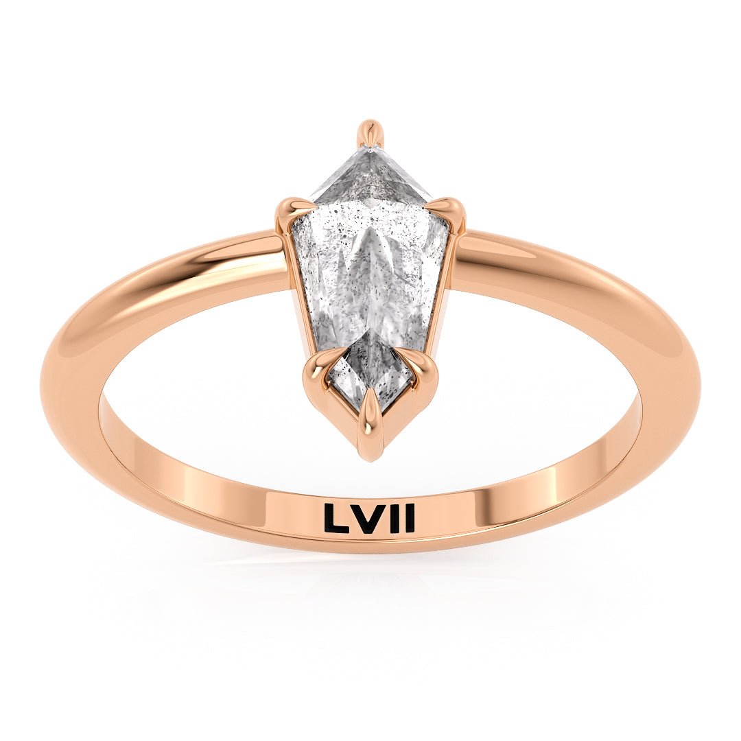 Earthy Enchantment: Sustainable Salt and Pepper Diamond Ring | Ethically Sourced, Timeless Beauty - The Hazel RingEngagement RingLVII Fine Jewelry