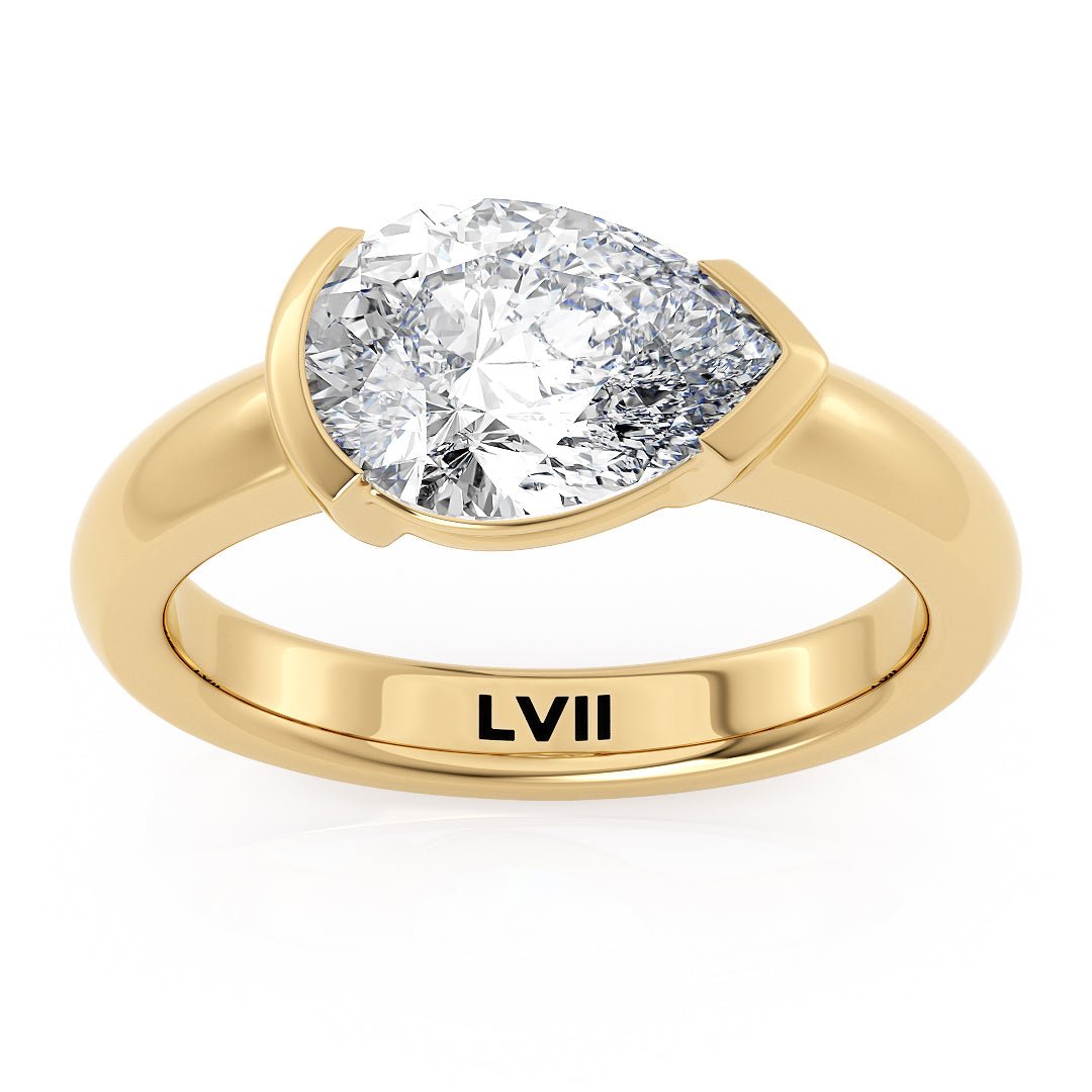 East West Pear Shape Engagement Ring- The Emilia Ring