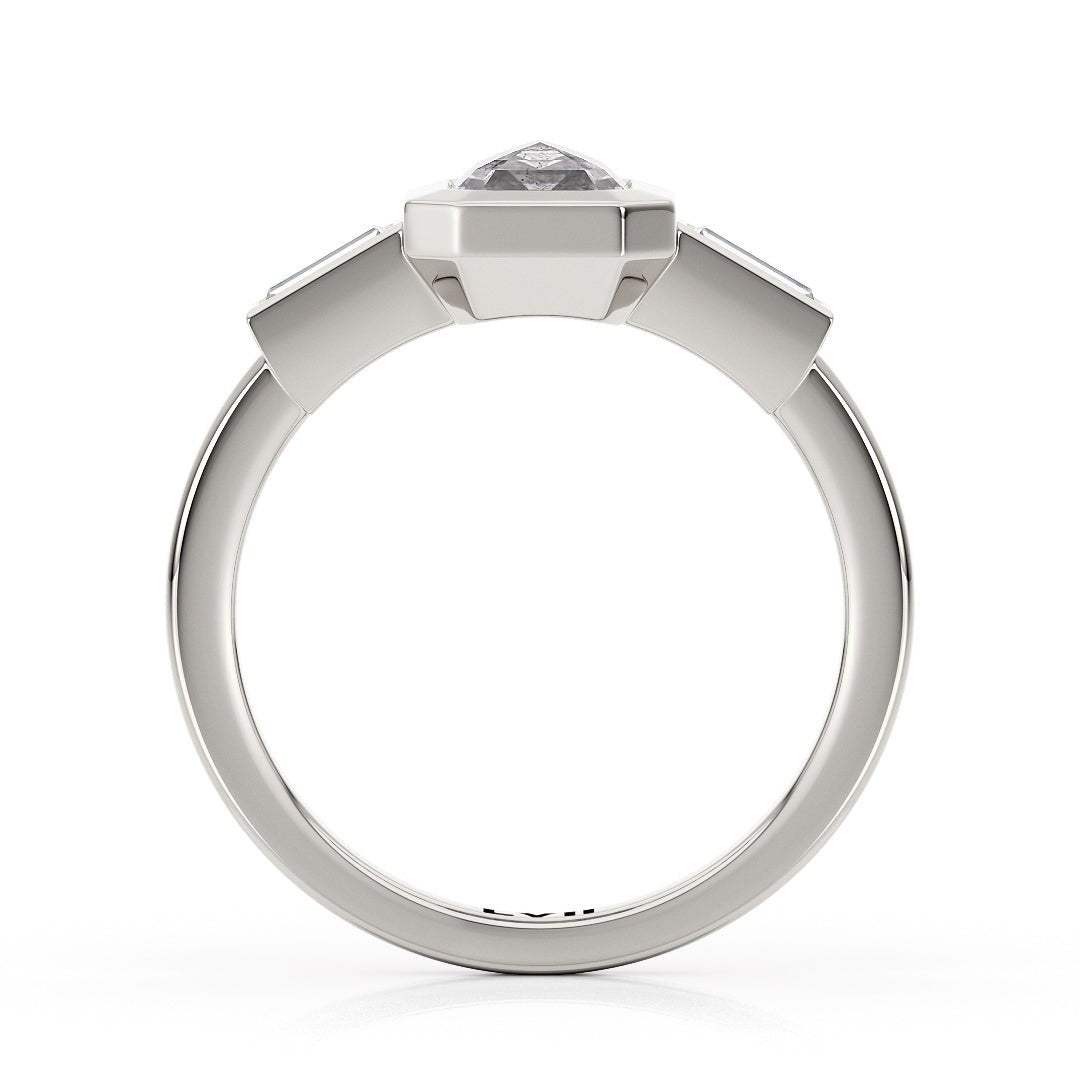 Emerald Cut Engagement Rings Salt and Pepper Diamond Engagement Ring - The Viola RingEngagement RingLVII Fine Jewelry
