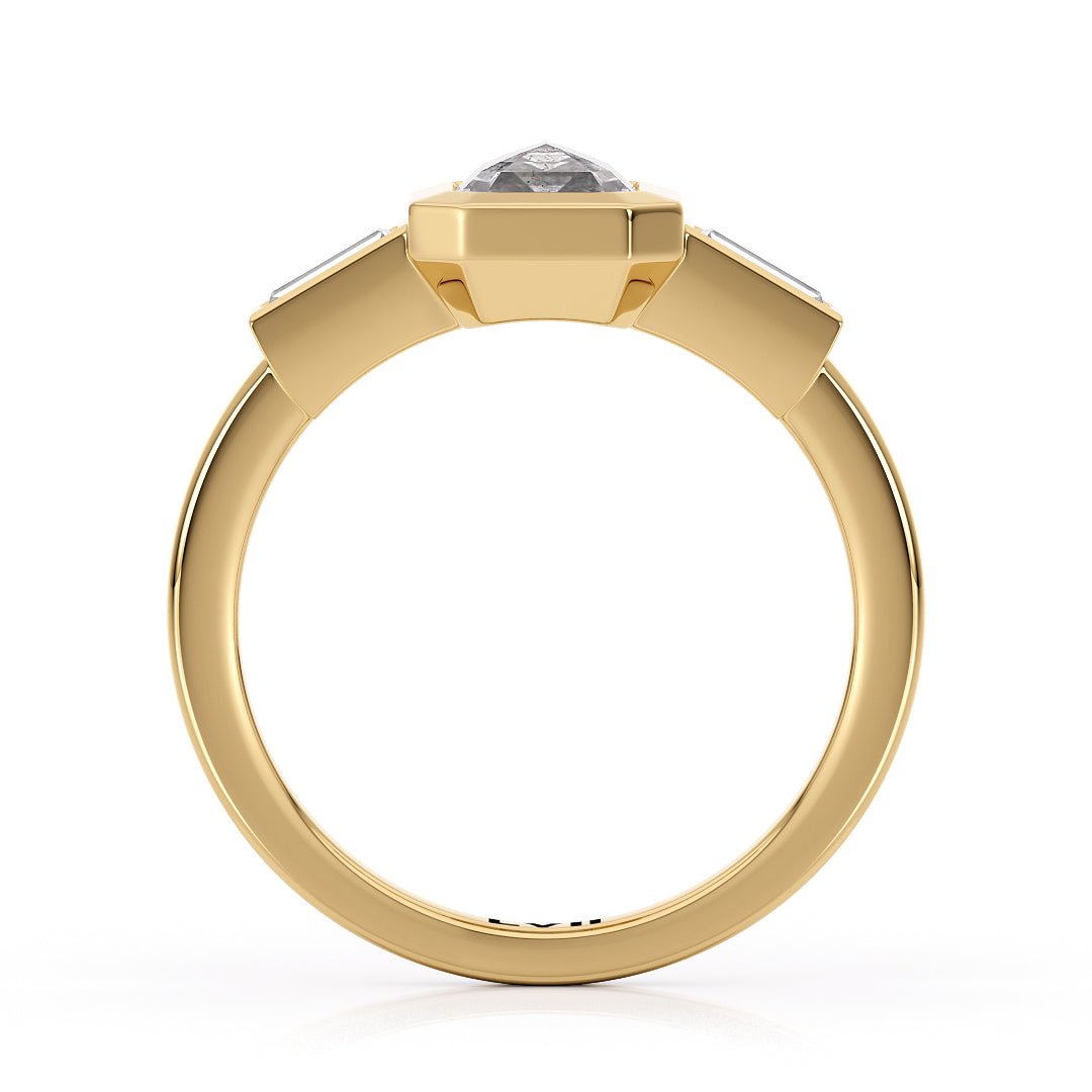 Emerald Cut Engagement Rings Salt and Pepper Diamond Engagement Ring - The Viola RingEngagement RingLVII Fine Jewelry