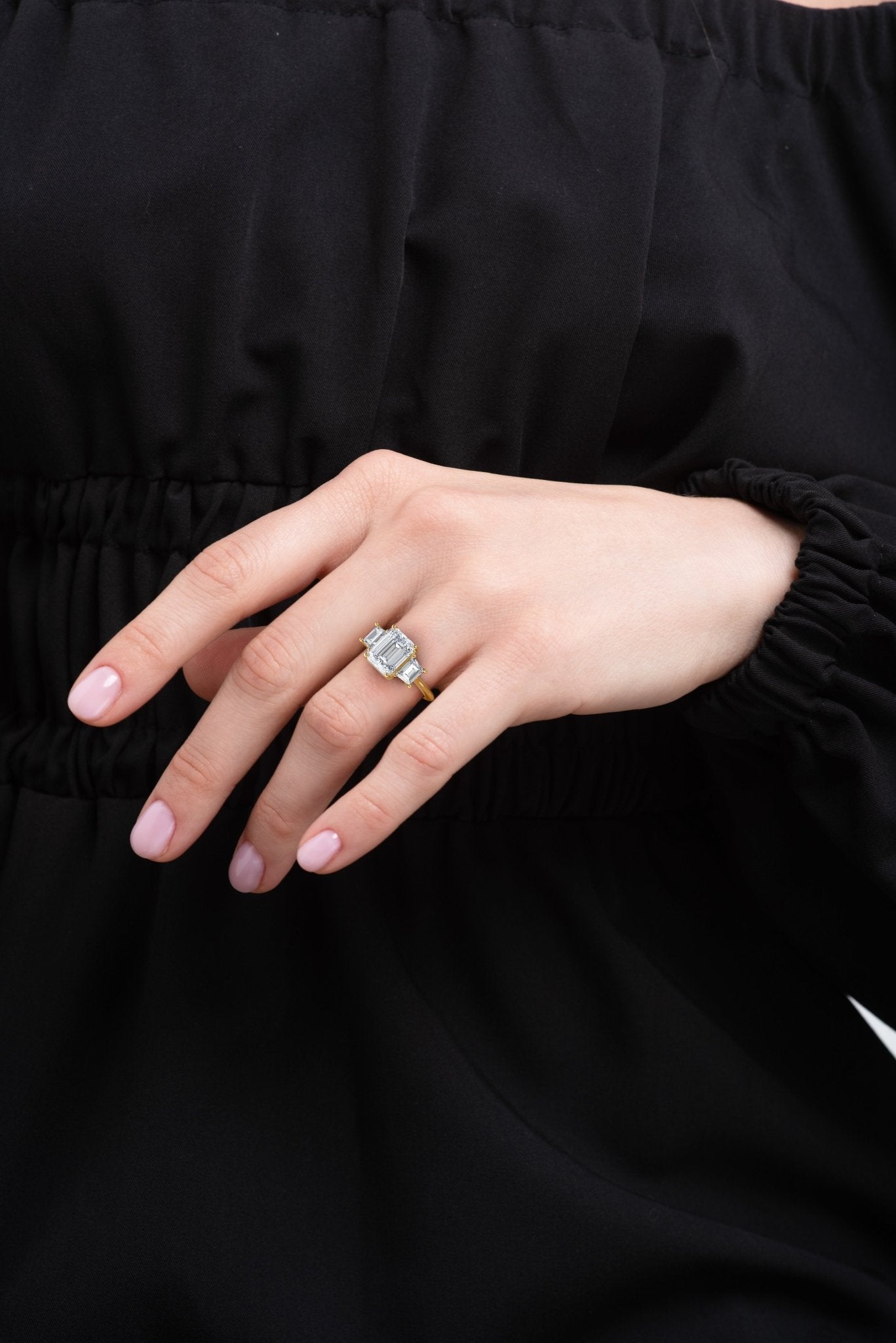 Emerald Cut Ring Lab Grown Diamond Engagement Rings | - The Celestia RingEngagement RingLVII Fine Jewelry