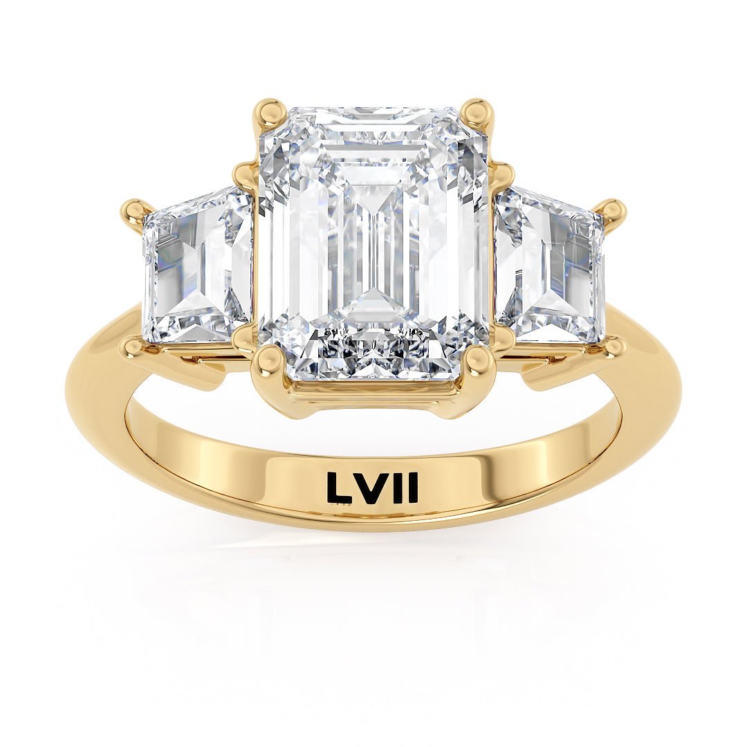 Emerald Cut Ring Lab Grown Diamond Engagement Rings | - The Celestia RingEngagement RingLVII Fine Jewelry