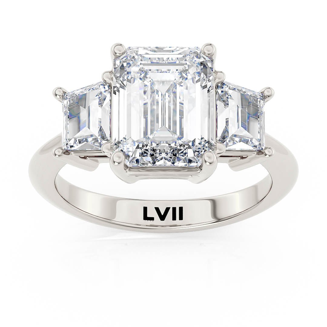 Emerald Cut Ring Lab Grown Diamond Engagement Rings | - The Celestia RingEngagement RingLVII Fine Jewelry