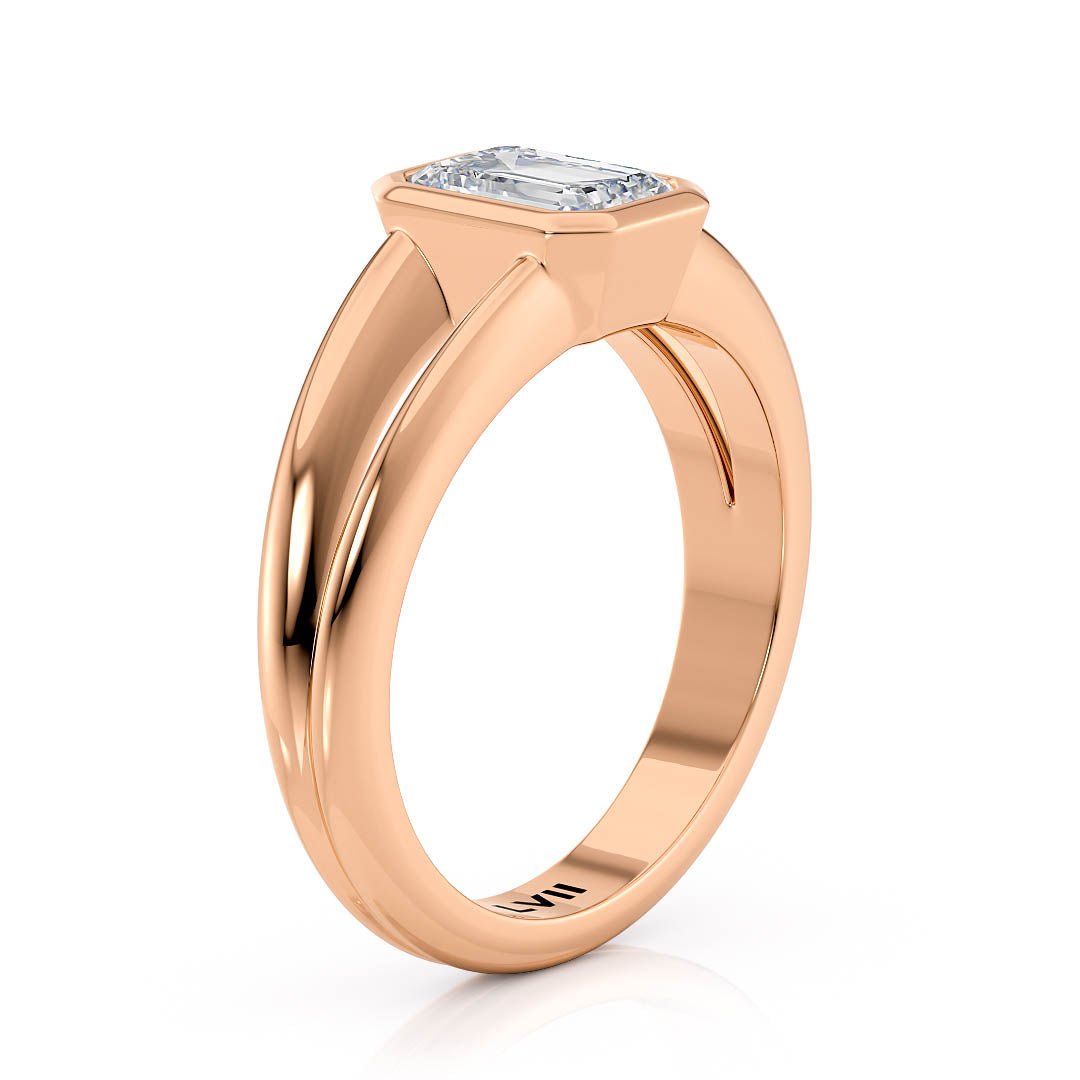 Emerald Cut Ring Lab Grown Diamond Rings with Vintage Style Design - The Aurelia RingLVII Fine Jewelry