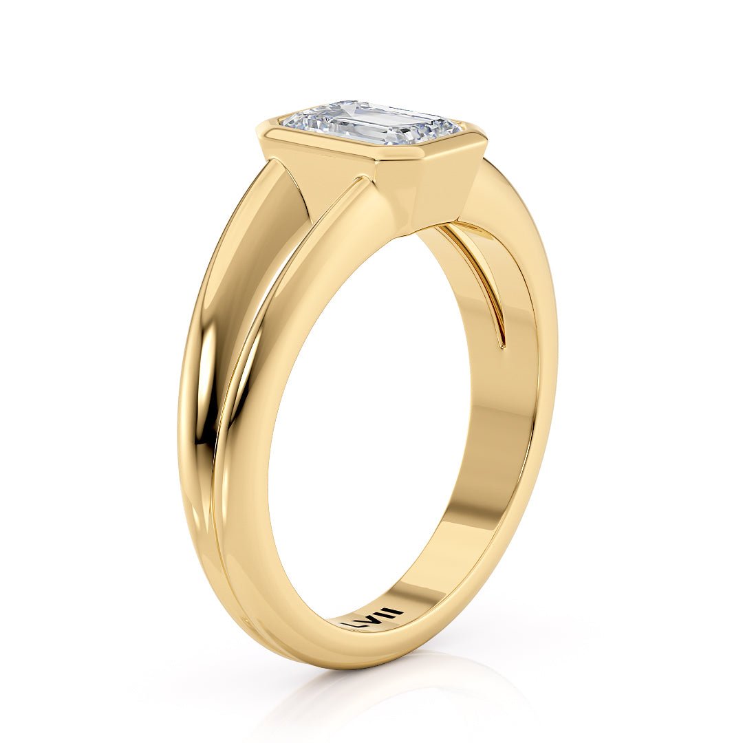 Emerald Cut Ring Lab Grown Diamond Rings with Vintage Style Design - The Aurelia RingLVII Fine Jewelry