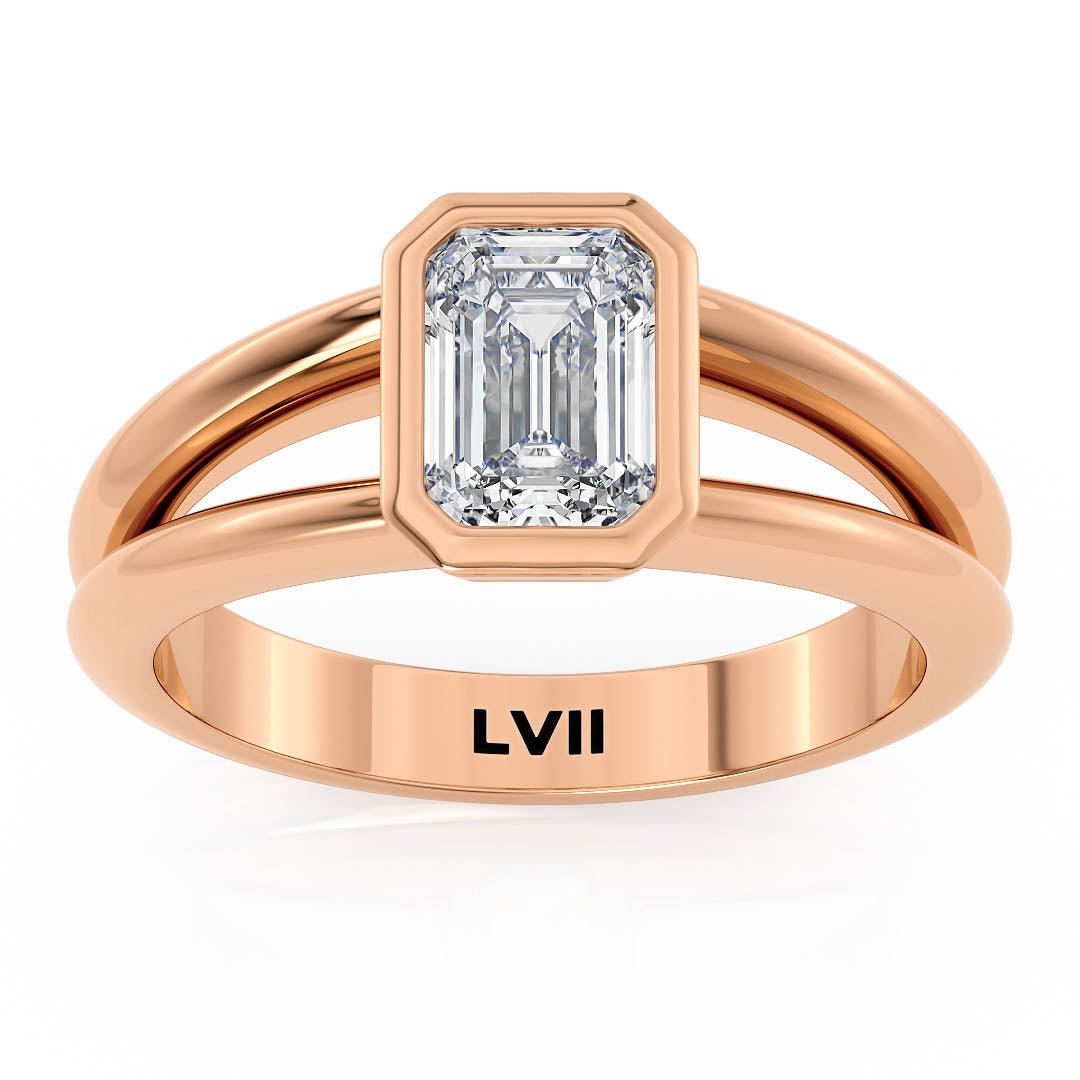 Emerald Cut Ring Lab Grown Diamond Rings with Vintage Style Design - The Aurelia RingLVII Fine Jewelry