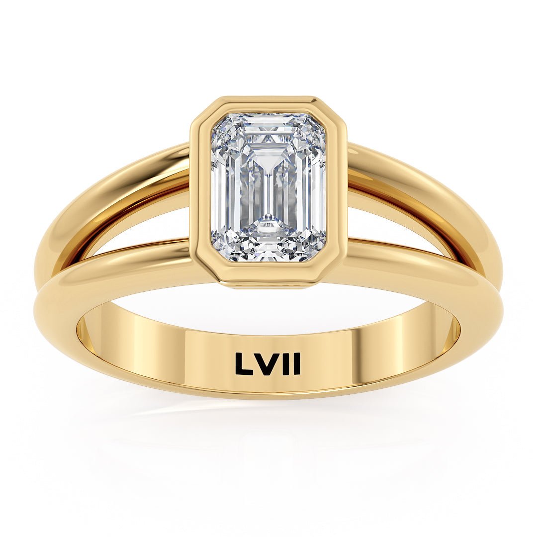 Emerald Cut Ring Lab Grown Diamond Rings with Vintage Style Design - The Aurelia RingLVII Fine Jewelry