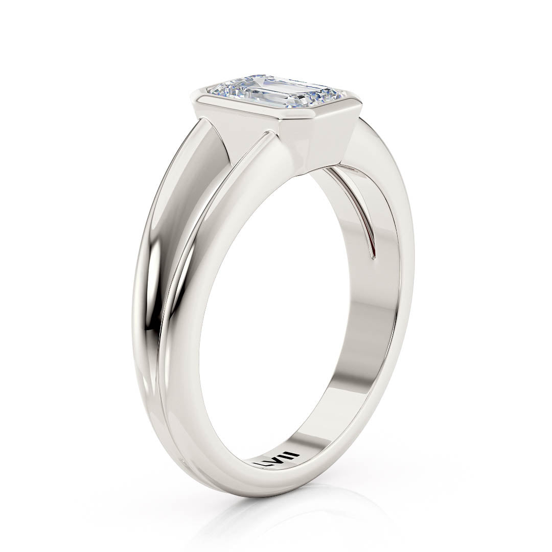 Emerald Cut Ring Lab Grown Diamond Rings with Vintage Style Design - The Aurelia RingLVII Fine Jewelry