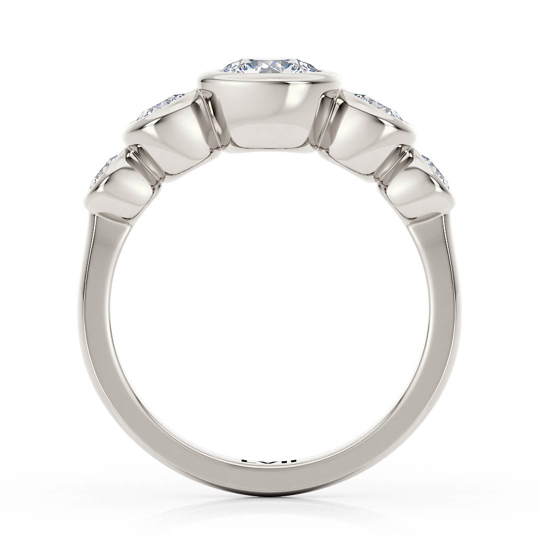 Five Stone Ring Bezel Set Engagement Ring Lab Diamond - The Ophelia RingLVII Fine Jewelry