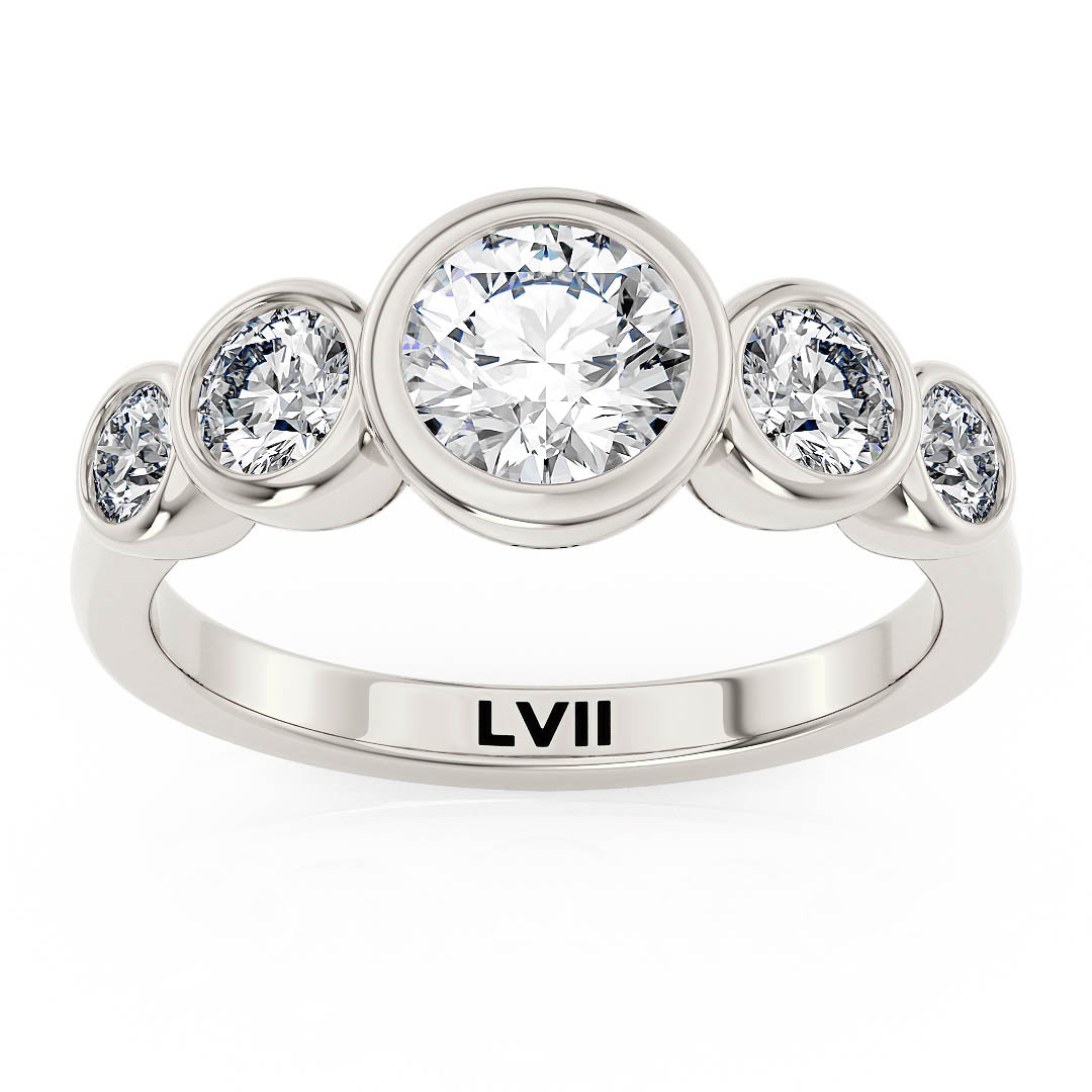 Five Stone Ring Bezel Set Engagement Ring Lab Diamond - The Ophelia RingLVII Fine Jewelry
