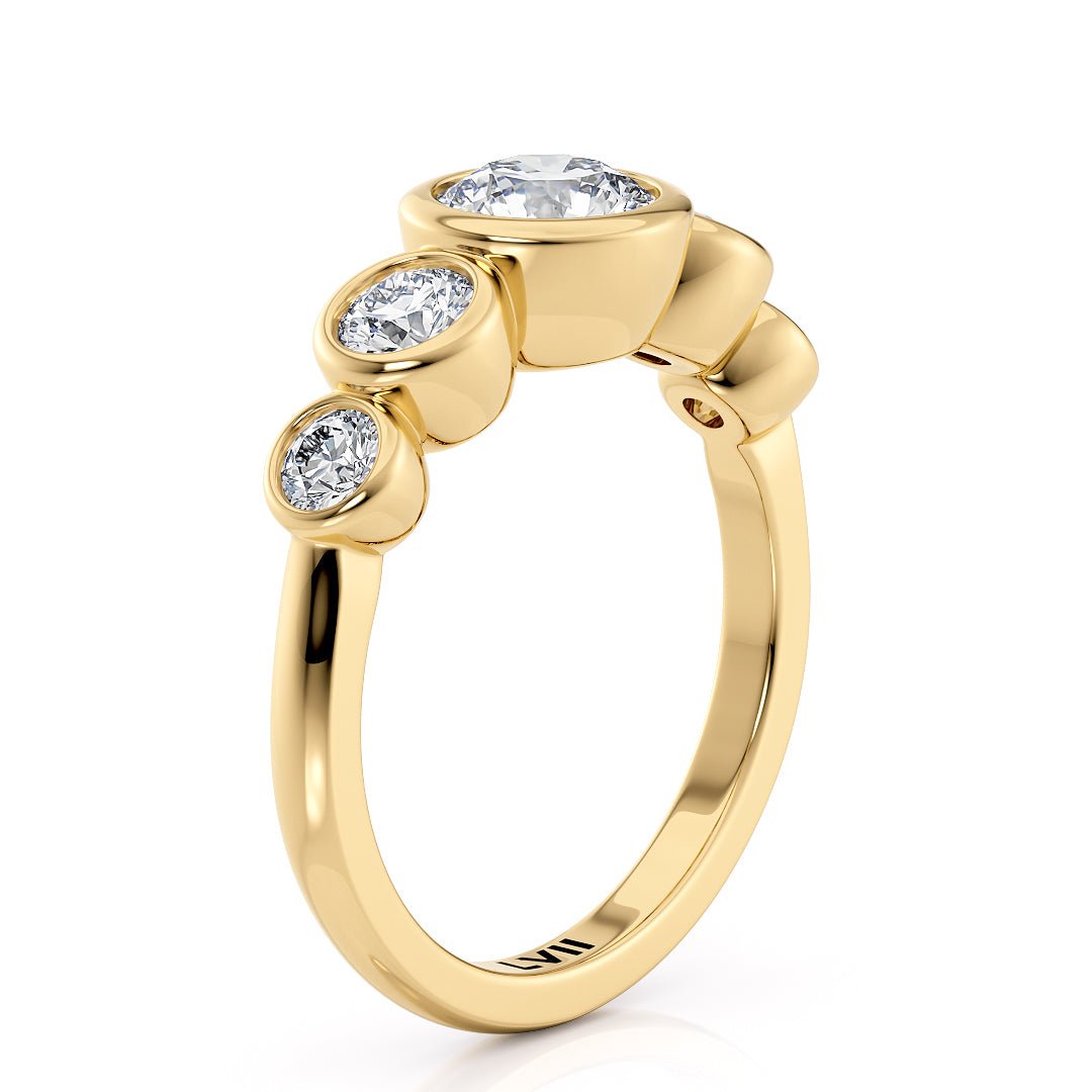 Five Stone Ring Bezel Set Engagement Ring Lab Diamond - The Ophelia RingLVII Fine Jewelry