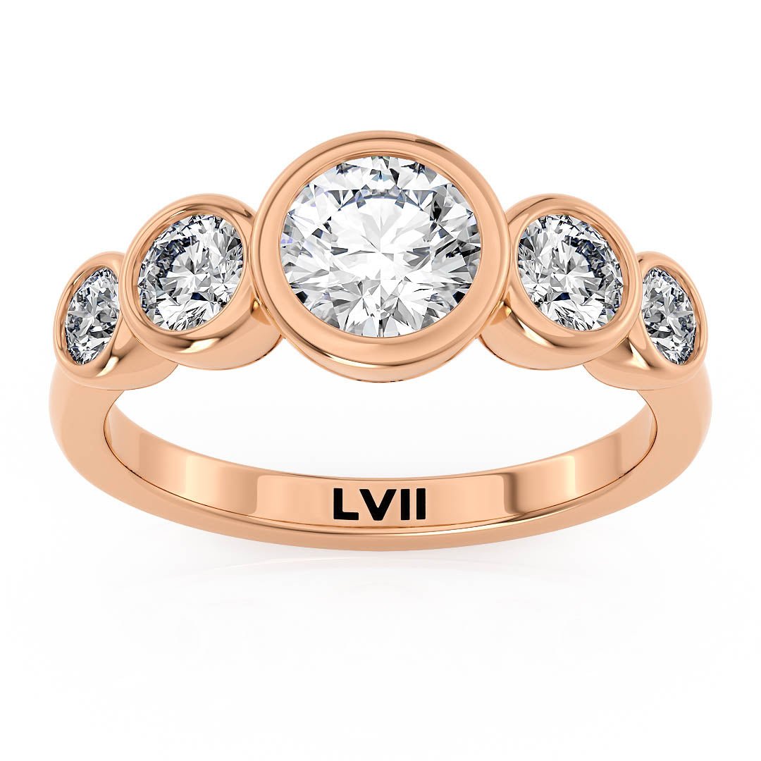 Five Stone Ring Bezel Set Engagement Ring Lab Diamond - The Ophelia RingLVII Fine Jewelry