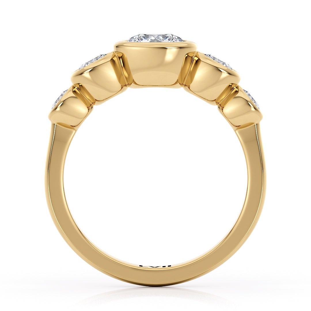 Five Stone Ring Bezel Set Engagement Ring Lab Diamond - The Ophelia RingLVII Fine Jewelry