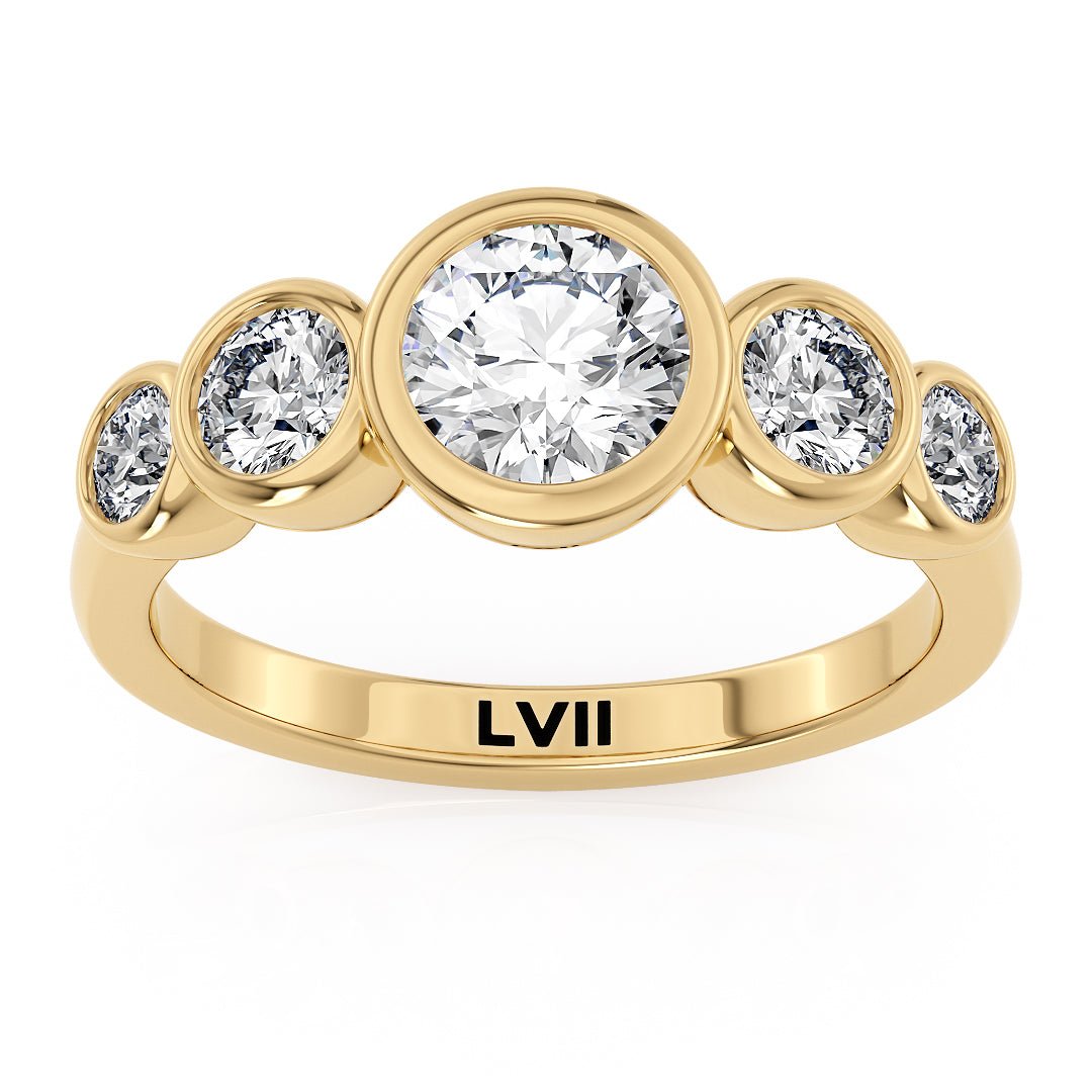 Five Stone Ring Bezel Set Engagement Ring Lab Diamond - The Ophelia RingLVII Fine Jewelry