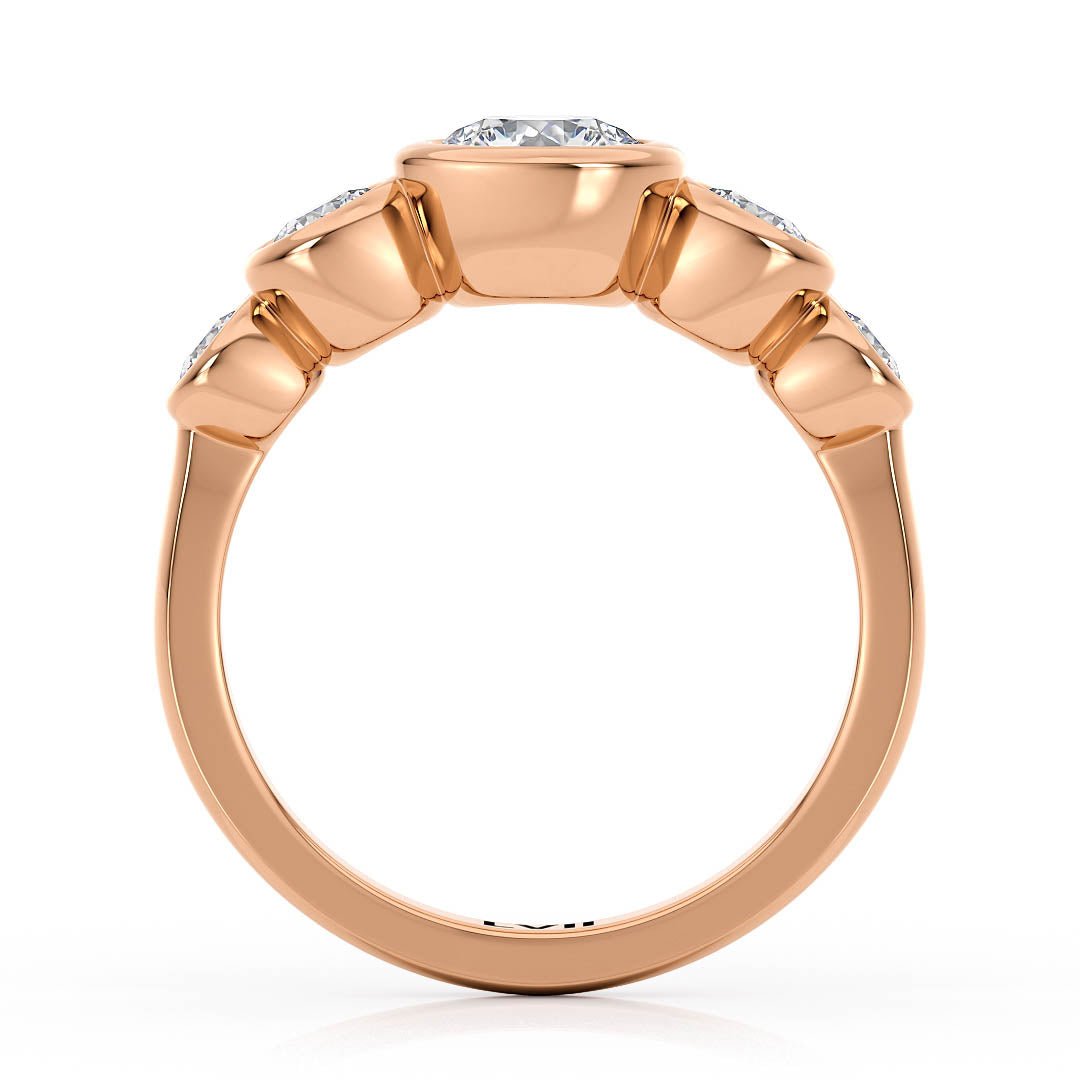 Five Stone Ring Bezel Set Engagement Ring Lab Diamond - The Ophelia RingLVII Fine Jewelry