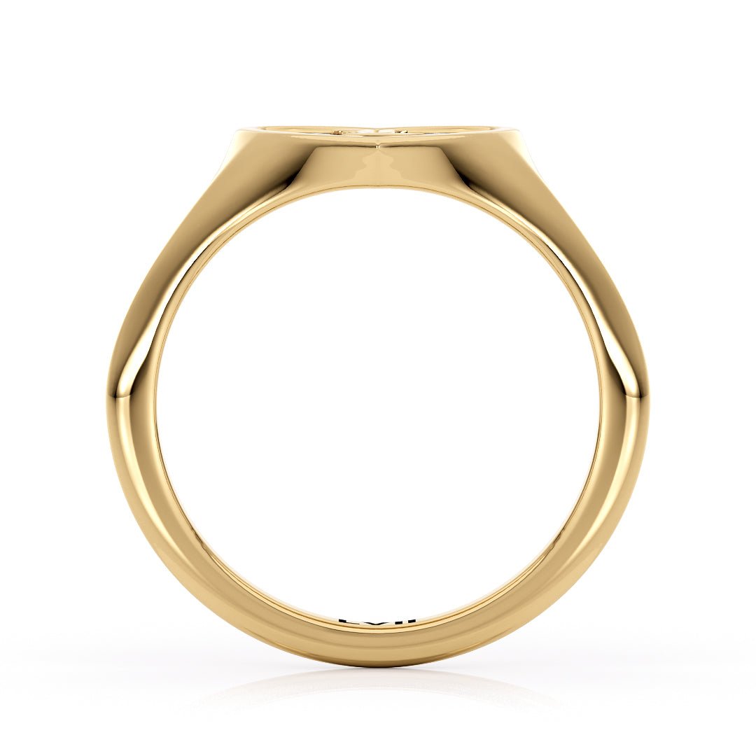 Gold Heart Signet Ring Blak Enamel Not Black Onyx Ring - Personalized Timeless LoveLVII Fine Jewelry