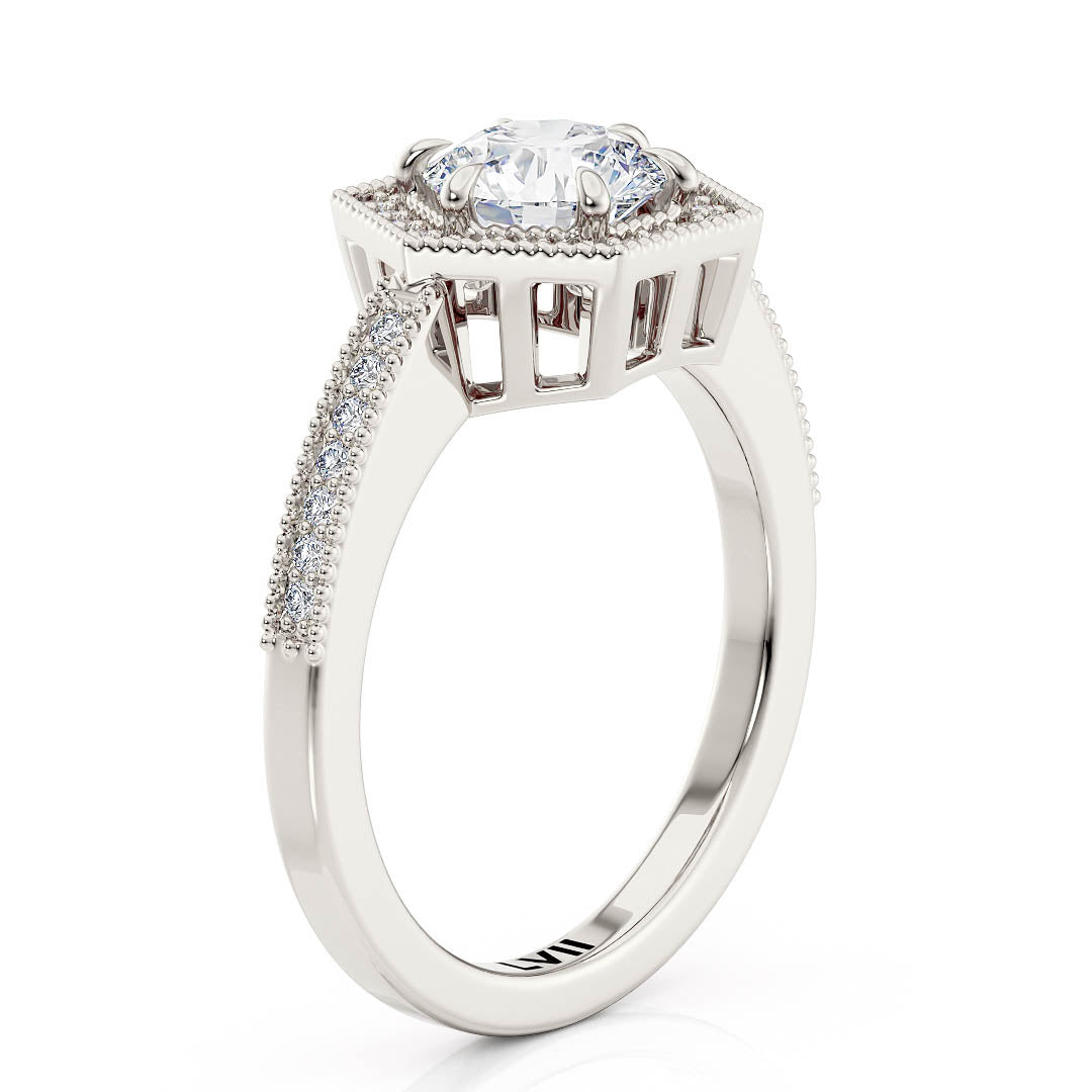 Hexagon Halo Diamond Engagement Ring - The Arabella RingLVII Fine Jewelry