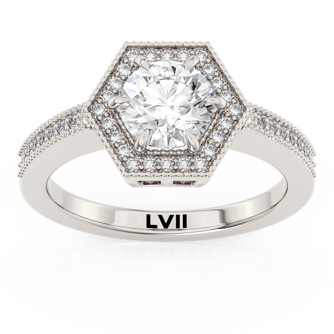 Hexagon Halo Diamond Engagement Ring - The Arabella RingLVII Fine Jewelry