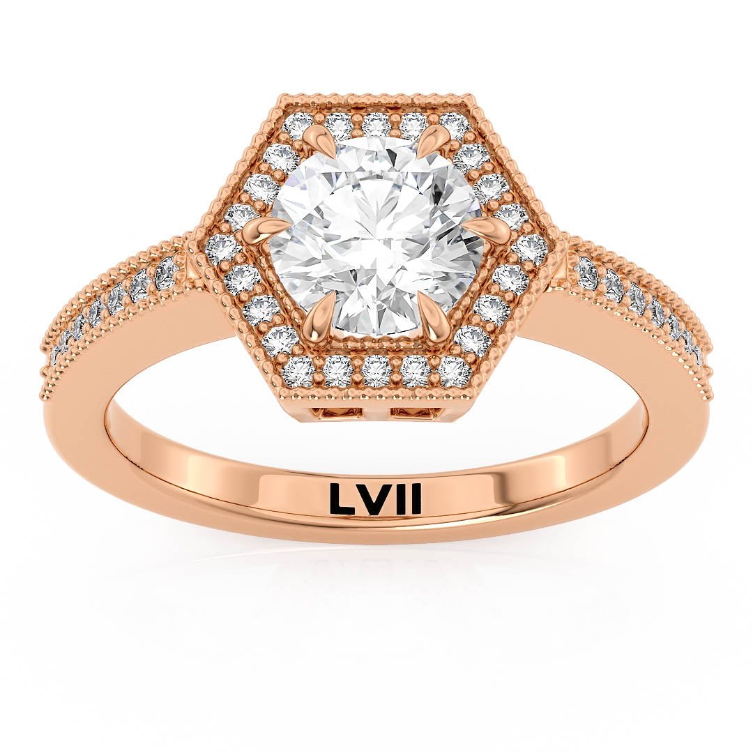 Hexagon Halo Diamond Engagement Ring - The Arabella RingLVII Fine Jewelry