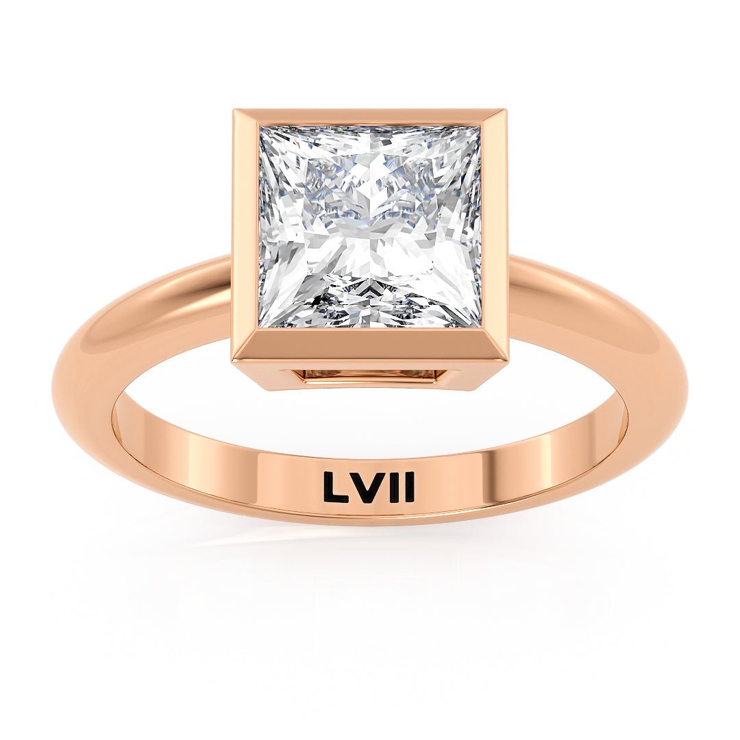 Lab Grown Diamond Engagement Ring Princess Cut Square Center Stone - The Amelia RingLVII Fine Jewelry