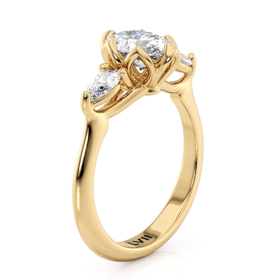 Lotus Blossom 3 Stone Diamond Engagement Ring - The Lotus RingEngagement RingLVII Fine Jewelry