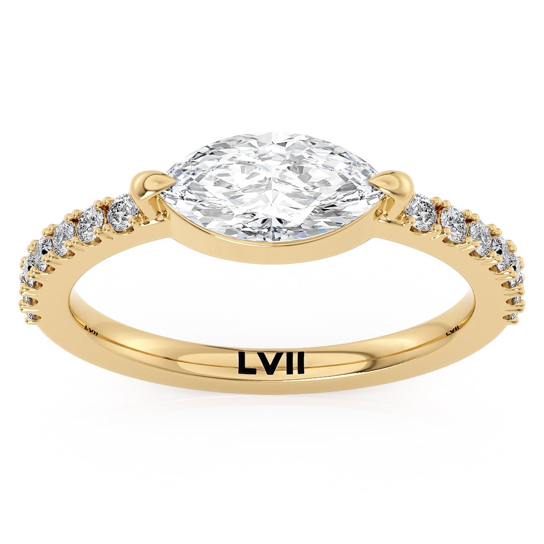 Marquise Diamond Ring East West Set Engagement Ring - The Esme RingLVII Fine Jewelry