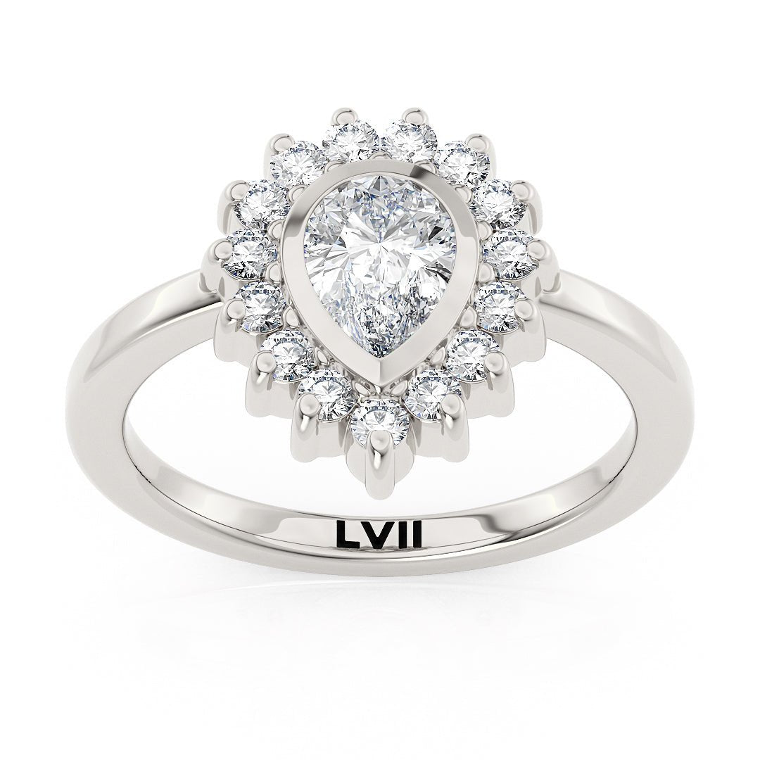 Pear Shaped Engagement Rings Vintage Inspired Lab Grown Diamond Rings - The Octavia RingEngagement RingLVII Fine Jewelry