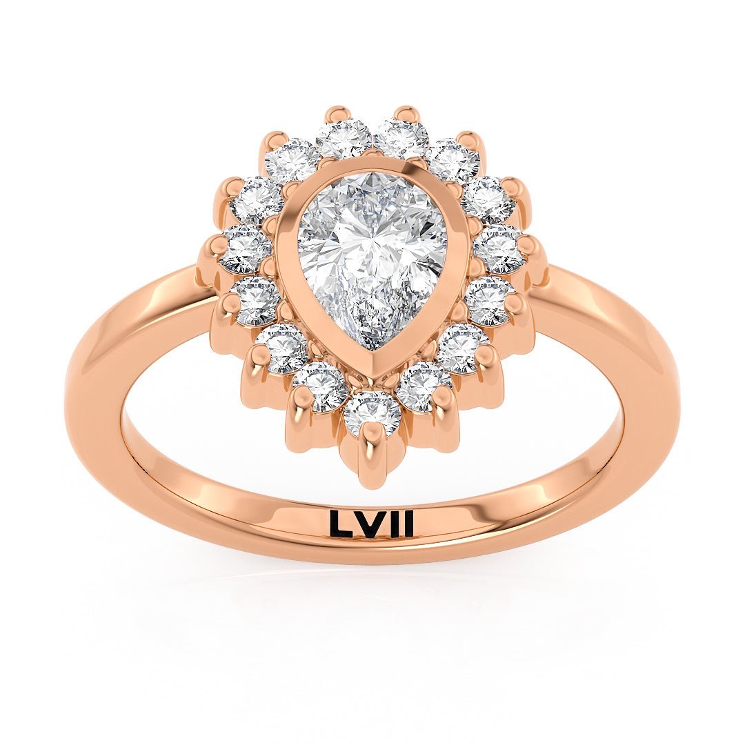 Pear Shaped Engagement Rings Vintage Inspired Lab Grown Diamond Rings - The Octavia RingEngagement RingLVII Fine Jewelry