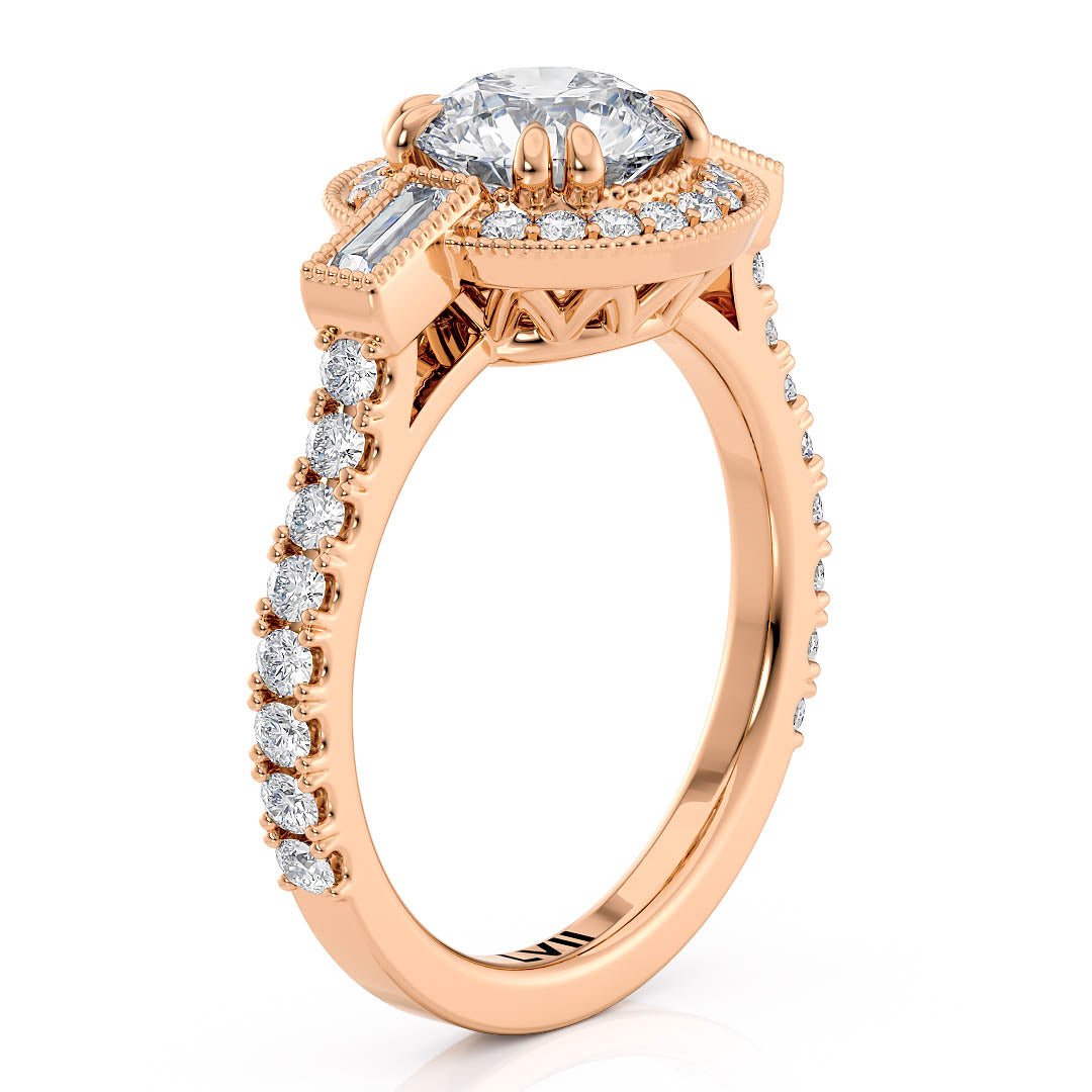 Round Center Vintage Style Engagement Rings Lab Grown Diamond Rings | - The Seraphina RingEngagement RingLVII Fine Jewelry