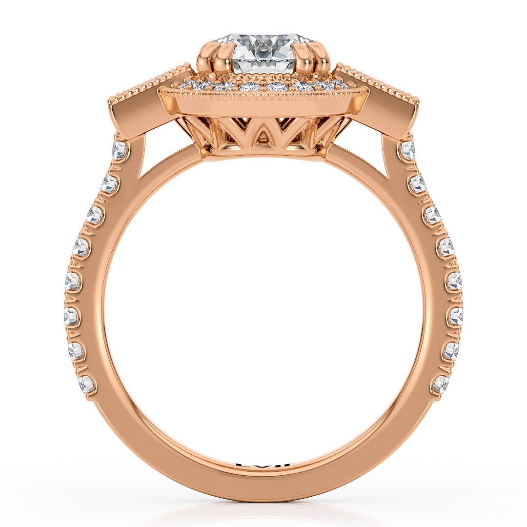 Round Center Vintage Style Engagement Rings Lab Grown Diamond Rings | - The Seraphina RingEngagement RingLVII Fine Jewelry