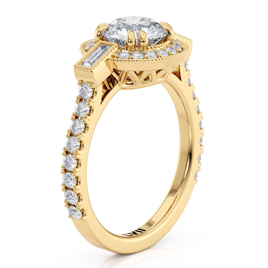 Round Center Vintage Style Engagement Rings Lab Grown Diamond Rings | - The Seraphina RingEngagement RingLVII Fine Jewelry