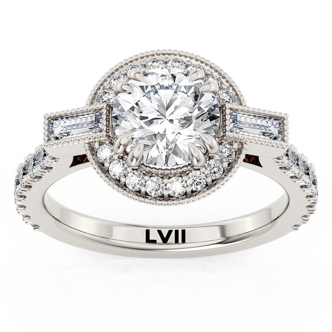Round Center Vintage Style Engagement Rings Lab Grown Diamond Rings | - The Seraphina RingEngagement RingLVII Fine Jewelry