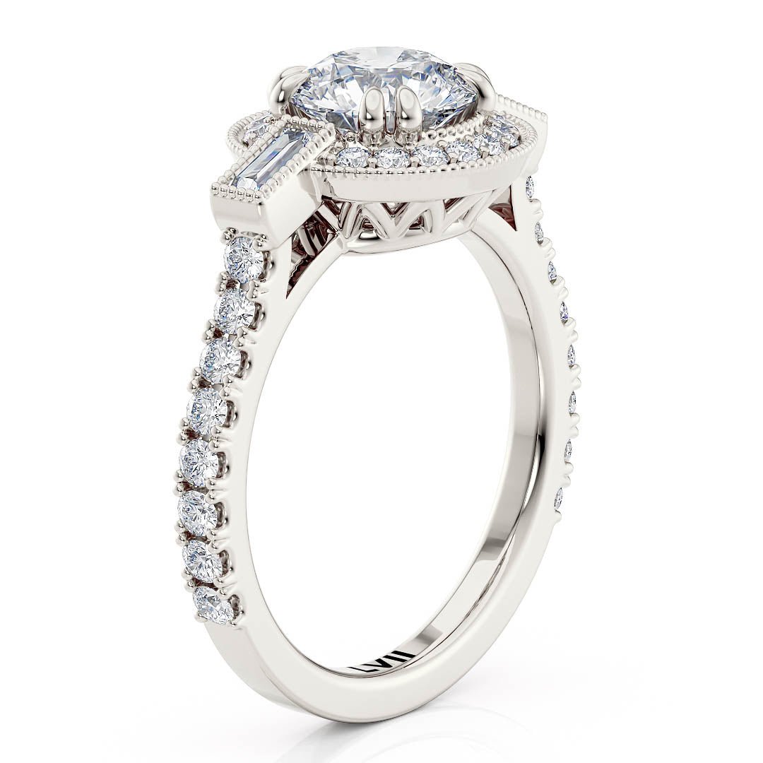 Round Center Vintage Style Engagement Rings Lab Grown Diamond Rings | - The Seraphina RingEngagement RingLVII Fine Jewelry