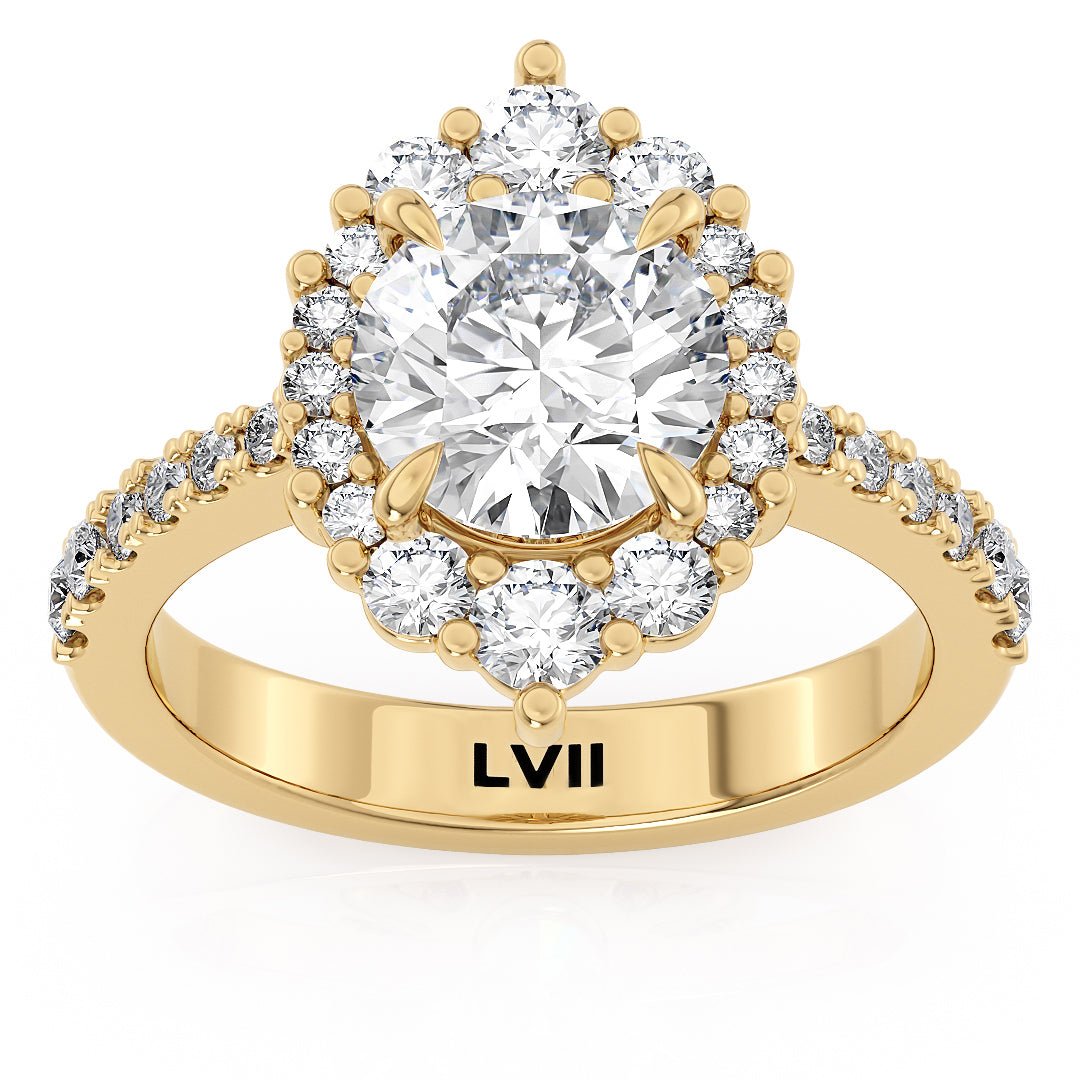 Unique Diamond Halo Engagement Ring - The Luna RingLVII Fine Jewelry