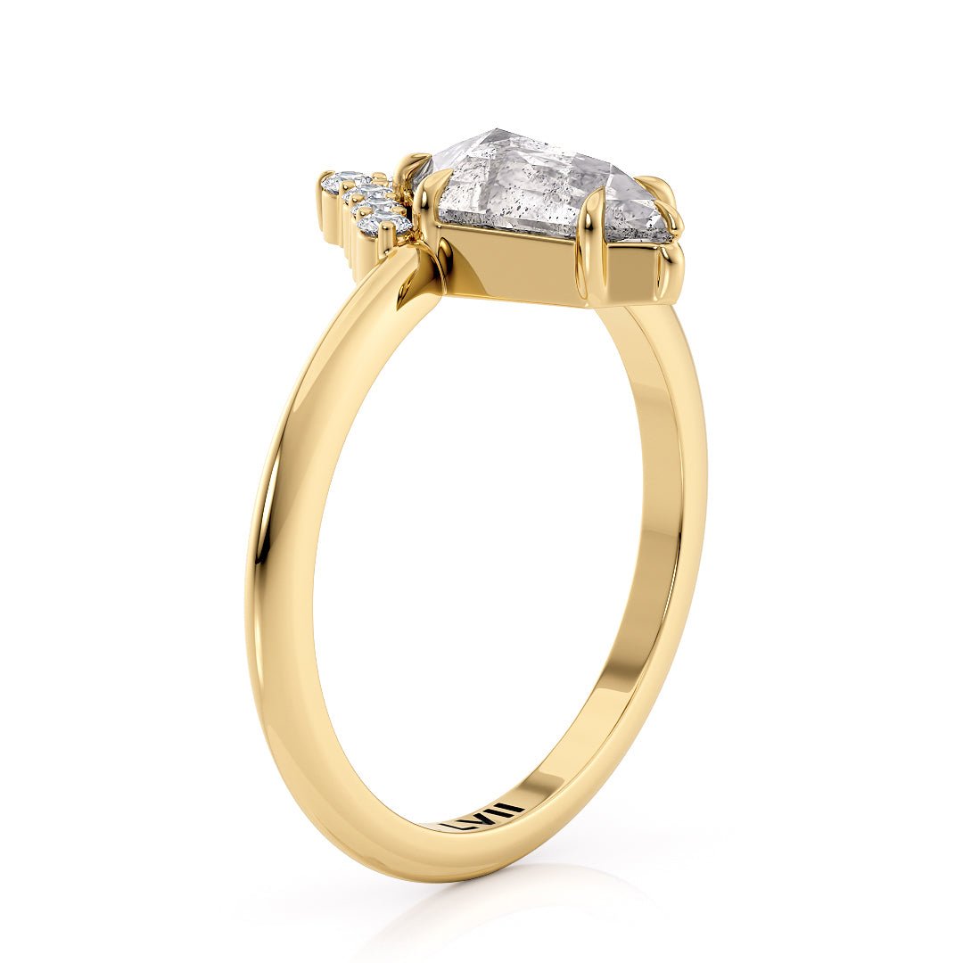 Unique Engagement Rings Shield Cut Salt and Pepper Diamond - The Willow RingEngagement RingLVII Fine Jewelry