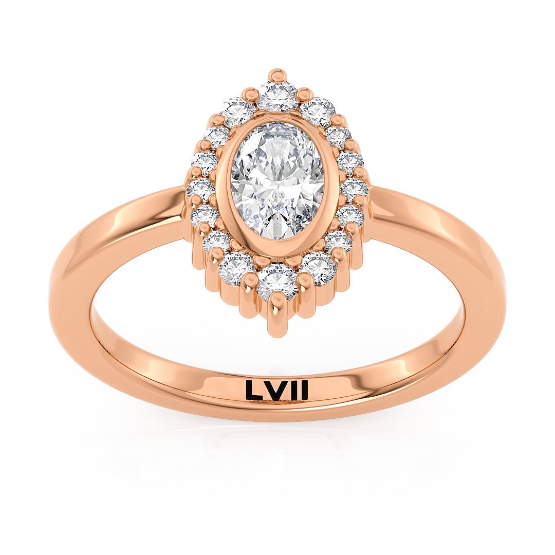 Vintage Style Oval Halo Diamond Engagement Ring - The Cordelia RingEngagement RingLVII Fine Jewelry