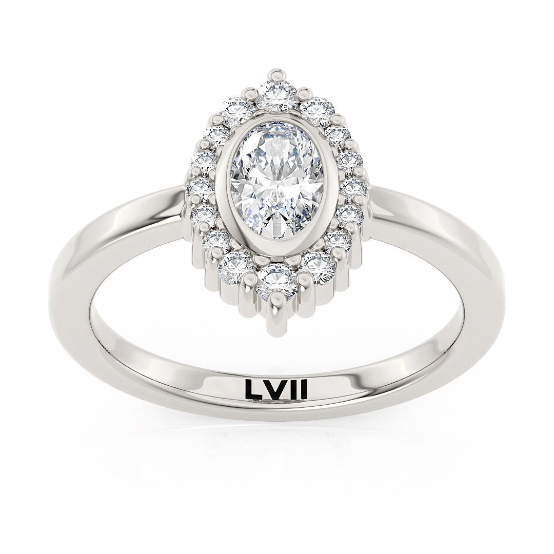 Vintage Style Oval Halo Diamond Engagement Ring - The Cordelia RingEngagement RingLVII Fine Jewelry