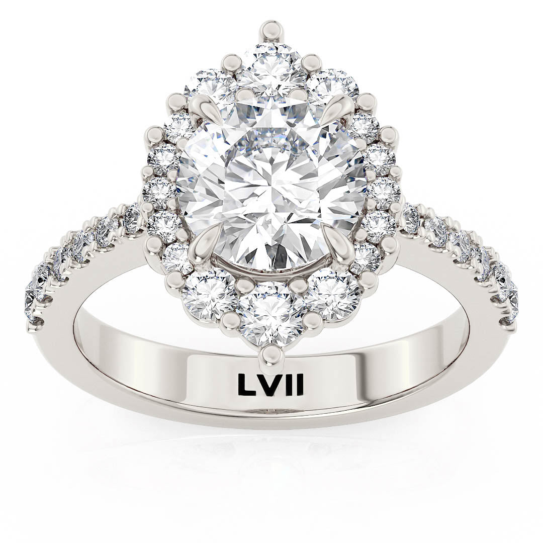 Unique Diamond Halo Engagement Ring -  The Luna Ring