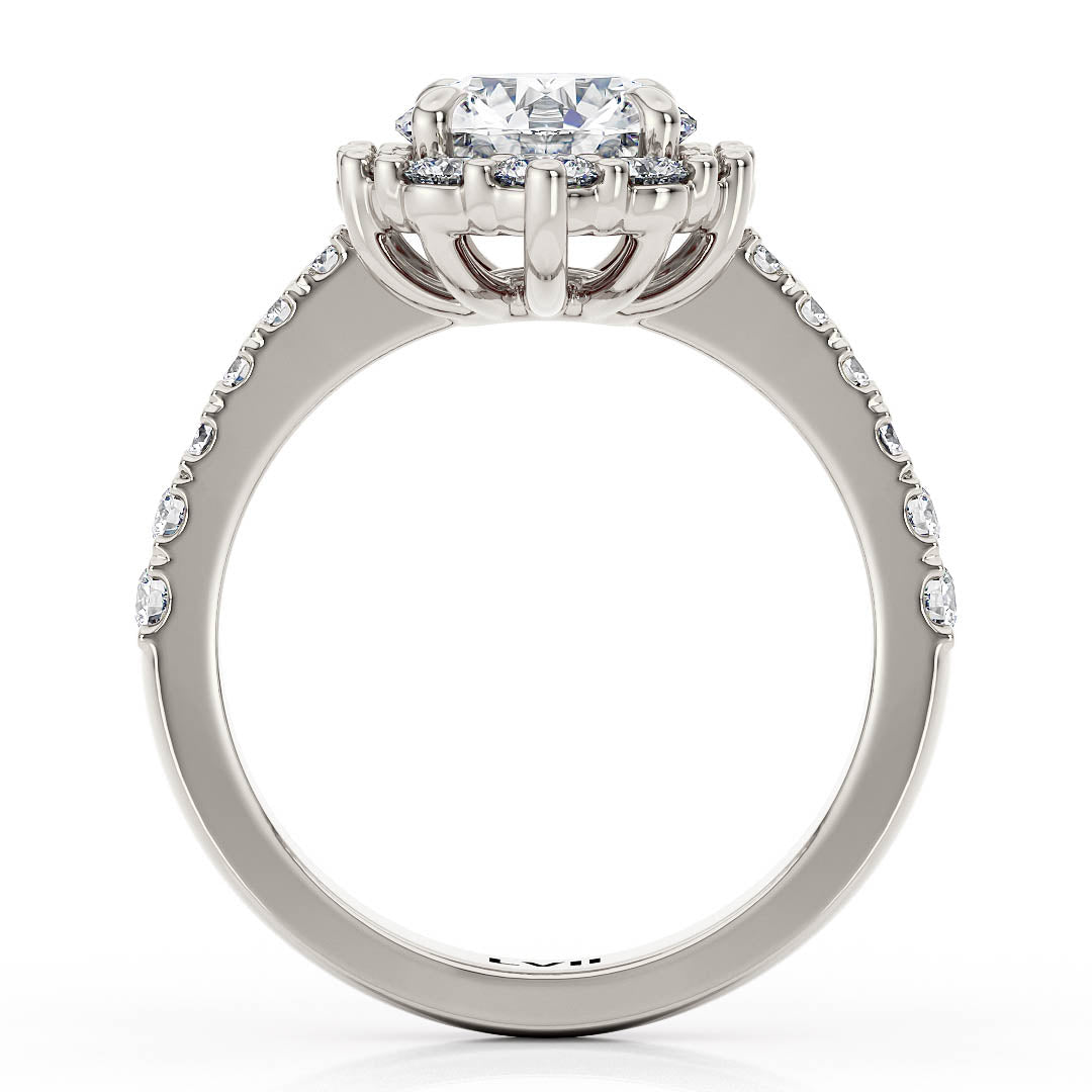 Unique Diamond Halo Engagement Ring -  The Luna Ring