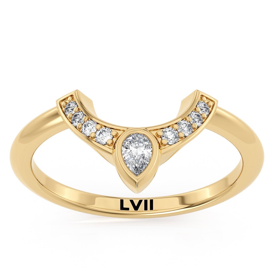 Art Deco Wedding Ring with Lab - Grown Diamonds - The Valencia Wedding BandWedding BandLVII Fine Jewelry