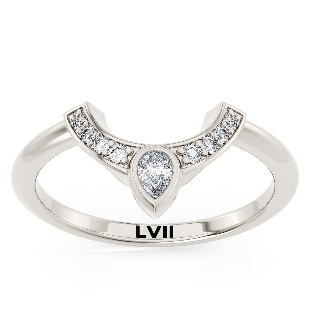 Art Deco Wedding Ring with Lab - Grown Diamonds - The Valencia Wedding BandWedding BandLVII Fine Jewelry